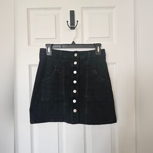 Altar'd State, Black Denim Button-up Jean Skirt, Size Small